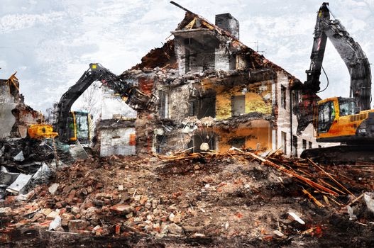 Artistic image of demolished buildings.