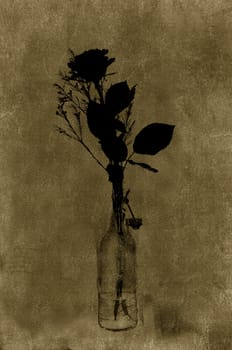 Artistic rose silhouette in textured sepia.