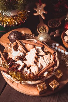 Traditional christmas gingerbread with New Year's toys