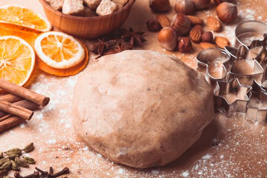 Traditional christmas gingerbread is cooking on the table