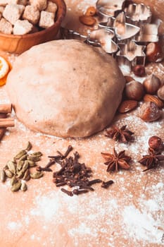 Traditional christmas gingerbread is cooking on the table