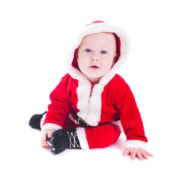 Little Santa boy isolated on white background