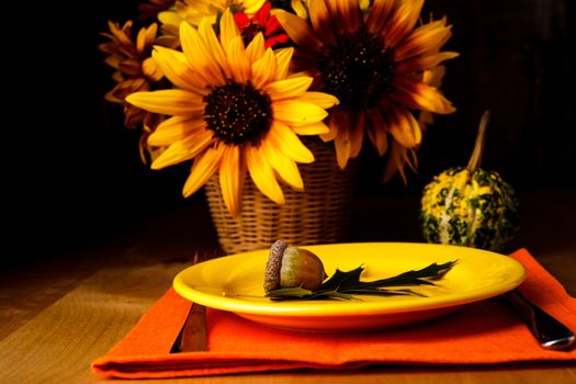 Thanksgiving party: serving table for a dinner