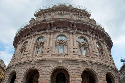 stock exchange building seen from a perspective of Genoa imposing