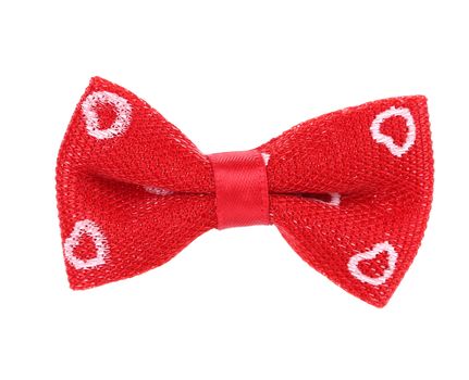 Close up of red bow tie. Isolated on a white background.