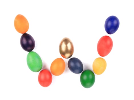 Letter W from the eggs for easter. Isolated on a white background.