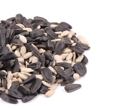 background Sunflower seeds black and white. Isolated on a white background