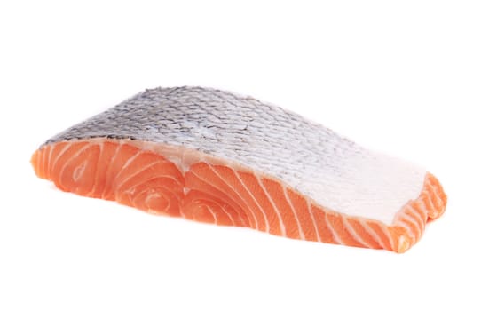 One salmon fillet. Isolated on a white background.