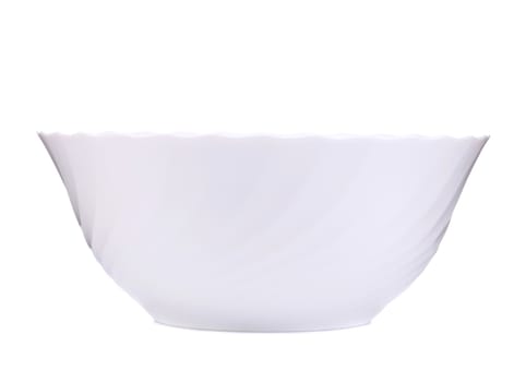 White ceramic bowl. Isolated on a white background.