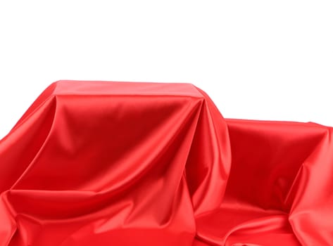 Boxes in red fabric. On a white background.