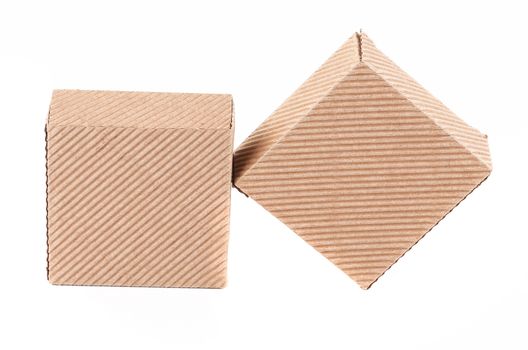 Two corrugated cardboard boxes. Isolated on a white background.