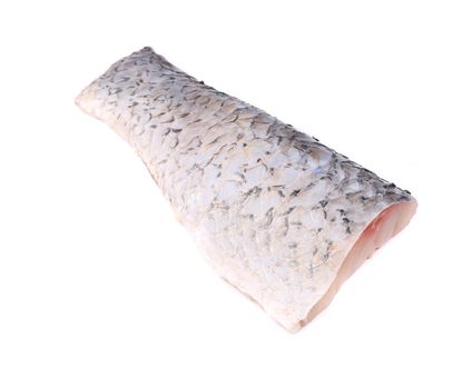 Fresh half of carp fillet. Isolated on a white background.