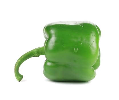 Sweet green pepper. Isolated on a white background.