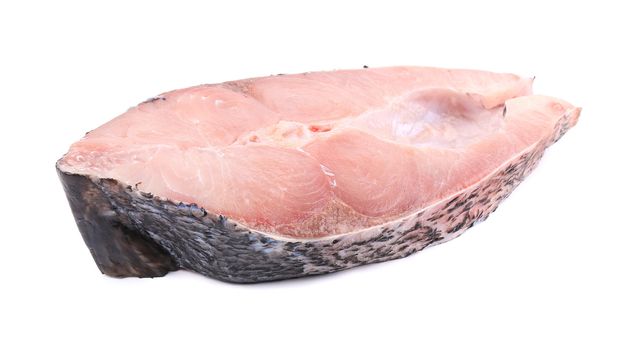 Fillet of fresh raw fish carp. Isolated on a white background.