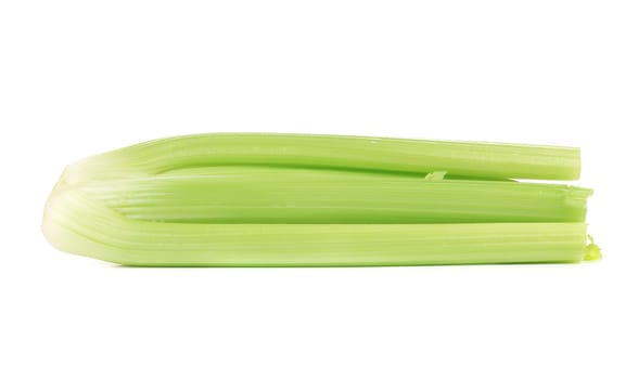 close up of fresh celery. Isolated on a white background