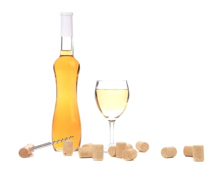 Gentle white wine composition. Isolated on a white background.