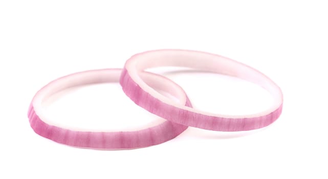 Rings of violet onion. Isolated on a white background.
