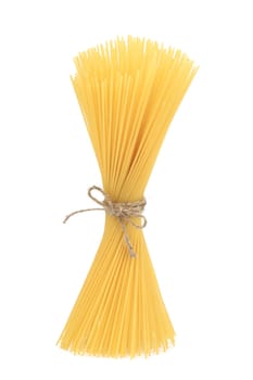 Close up of Spaghetti isolated. Isolated on a white background.