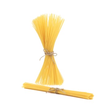 Close up of Spaghetti isolated. Isolated on a white background.