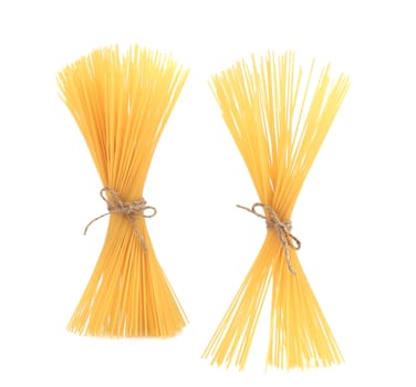 Close up of Spaghetti isolated. Isolated on a white background.