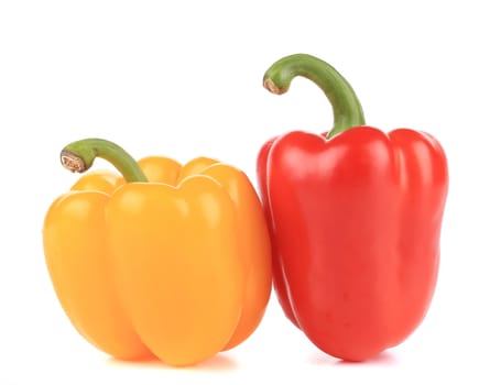 Sweet red and yellow pepper. Isolated on a white background.