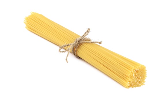 Close up of Spaghetti isolated. Isolated on a white background.