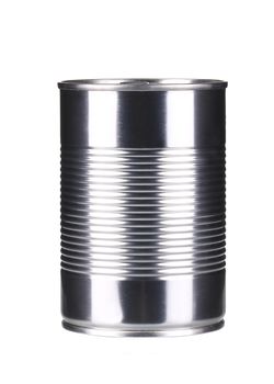 Close up of tin can. Isolated on a white background.