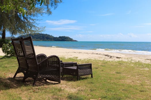Beach chair on sand beach for relaxing