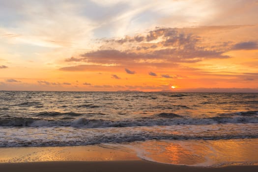 sand and beach with sunset