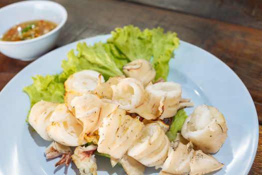 Grilled Squid on dish