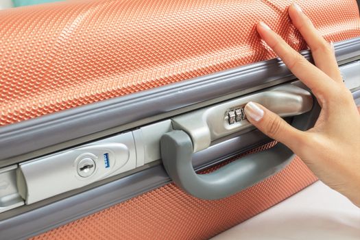open suitcase with security code