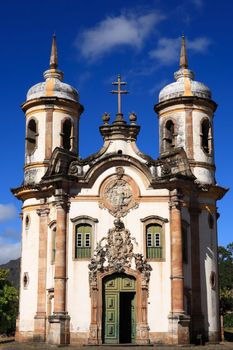 view of the Igreja de Sao Francisco de Assis of the unesco world heritage city of ouro preto in minas gerais brazil