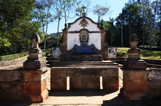 fountain of the typical village of tiradente in minas gerais state in brazil