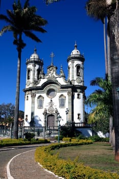 view of a chuch of the typical town of sao joao del rey in minas gerais state brazil