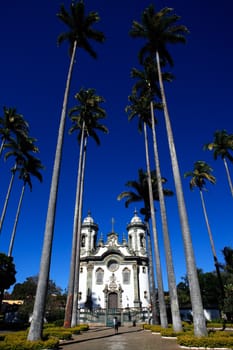 view of a chuch of the typical town of sao joao del rey in minas gerais state brazil