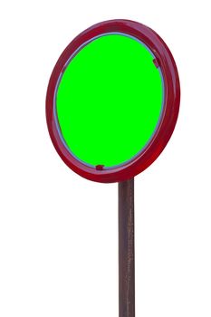 convex mirror reflection, curved corner traffic with green screen on white background