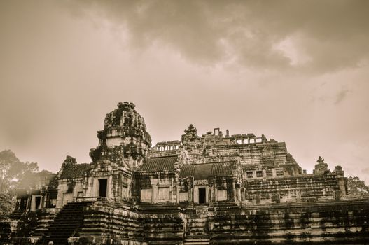 Giant tree covering Ta Prom and Angkor Wat temple, Siem Reap, Cambodia Asia