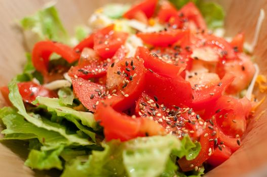 Fresh homemade tomato and lettuce salad