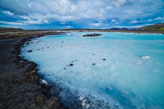 The famous blue lagoon geothermal bath near Reykjavik, Iceland