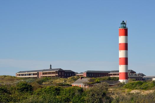 View of the maritime hospital and Berck lighthouse in France