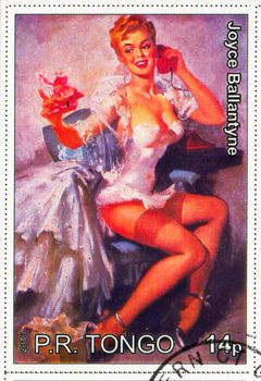 TONGO - CIRCA 2010: stamp printed by Tongo, shows Pin-up girl, by Joyce Ballantyne, circa 2010