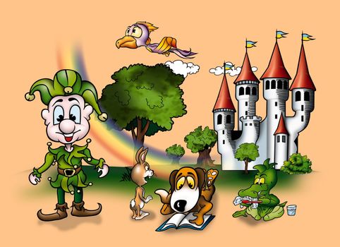 Fairy Tale - Cartoon Background Illustration, Bitmap