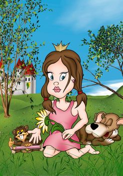 Princess - Cartoon Illustration, Bitmap