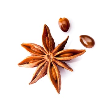 Anise stars heap isolated on white background