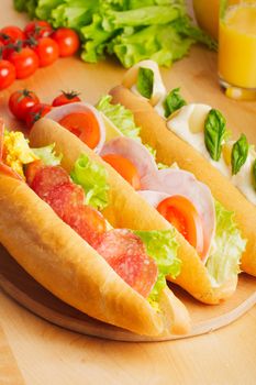 Various types of sandwiches on the table