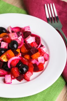 Greek salad with vegetables and feta cheese