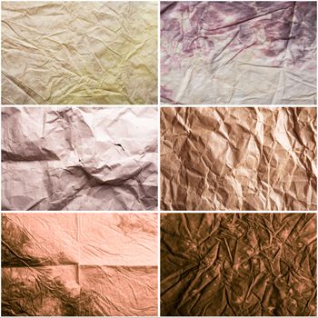 Set of textures of crumpled craft paper