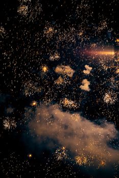 Firework over dark sky in summer night