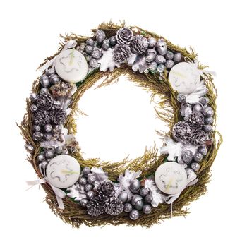 Christmas Advent wreath isolated on white