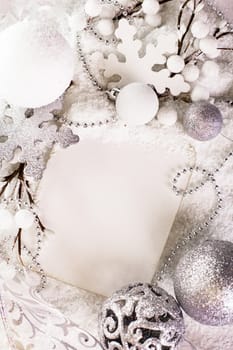 White greeting card for Merry Christmas and Happy New Year